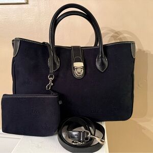 Dooney & Bourke Black Double Handle Tote with Pouch and Strap EUC